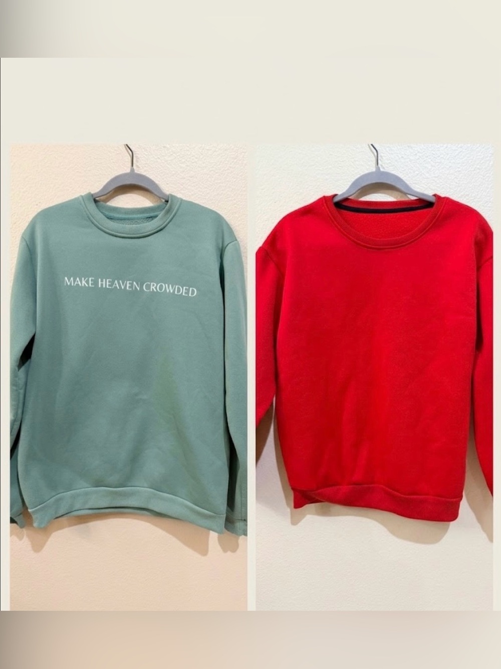 SHEIN Crewneck Sweatshirt Bundle Lot Size M Red & Make Heaven Crowded Green